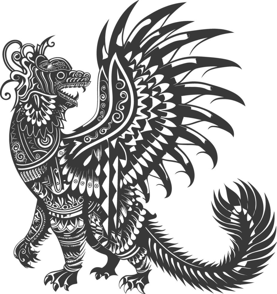 tribal animal using Aztecs style design with engraving style vector