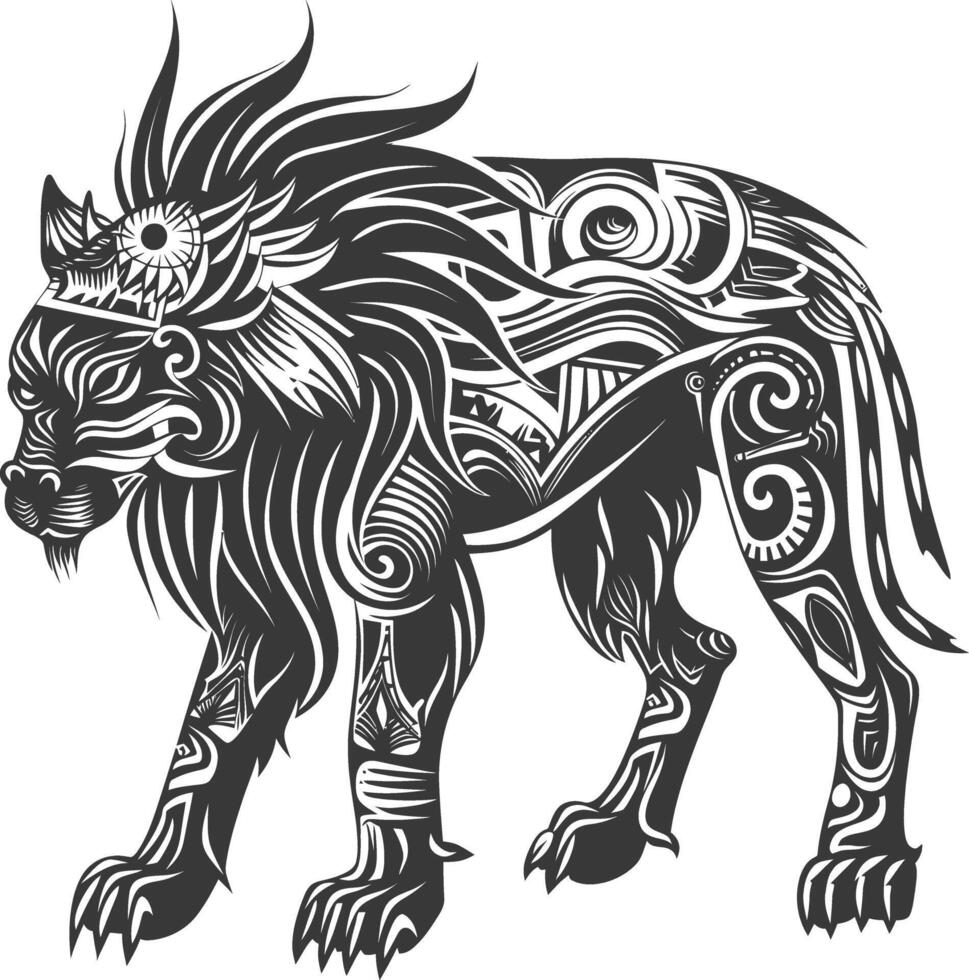 tribal animal using Aztecs style design with engraving style vector