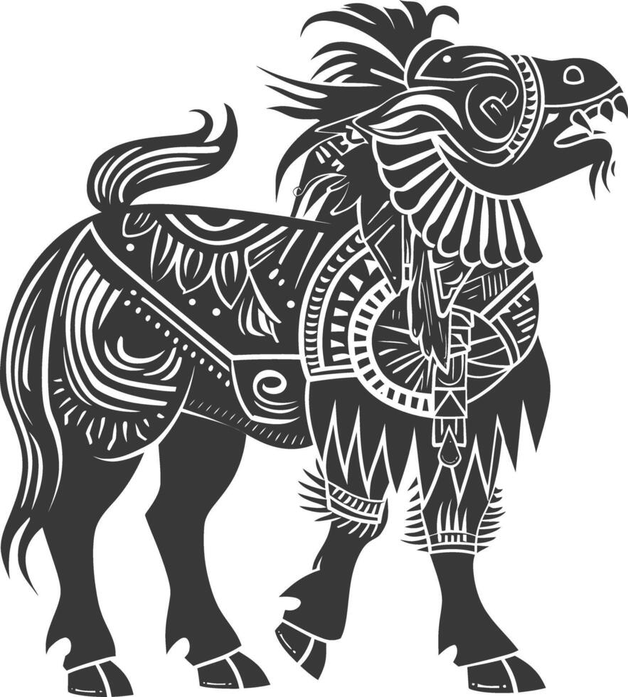 tribal animal using Aztecs style design with engraving style vector