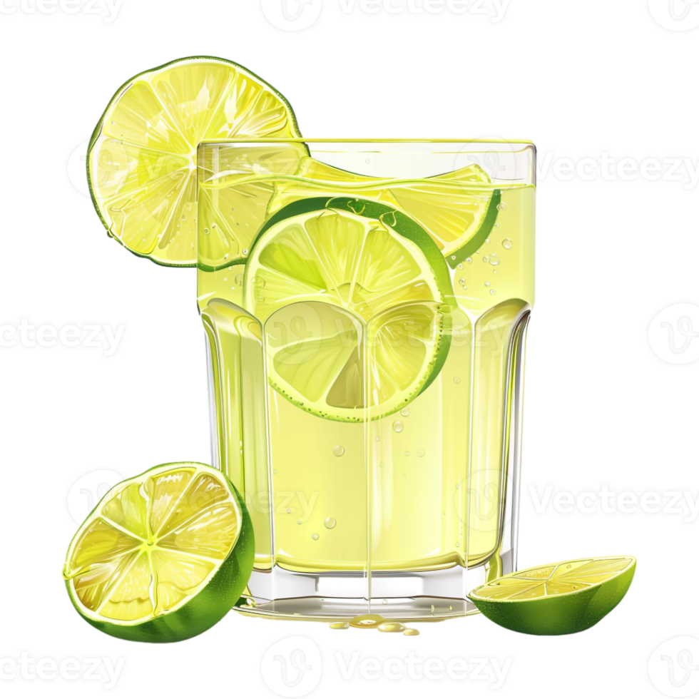Lemon Juice Glass on Transparent Background png