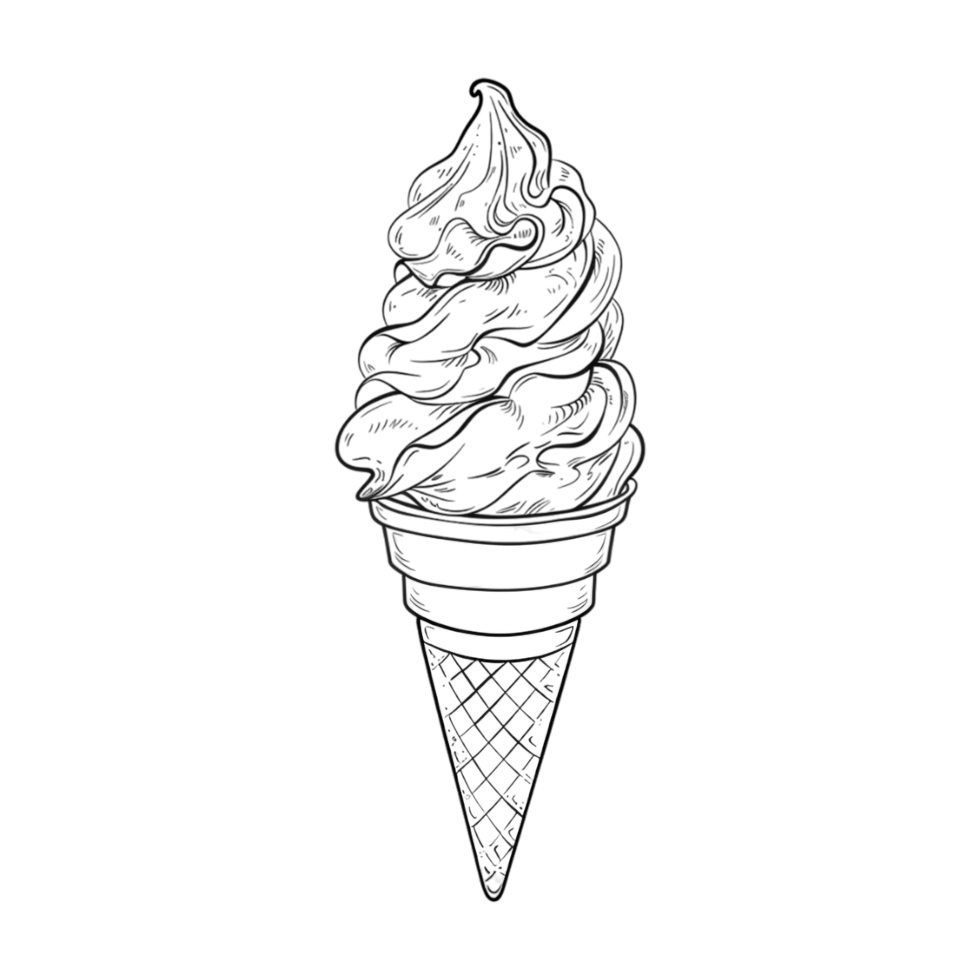 Ice Cream Sketch Art on Transparent Background png