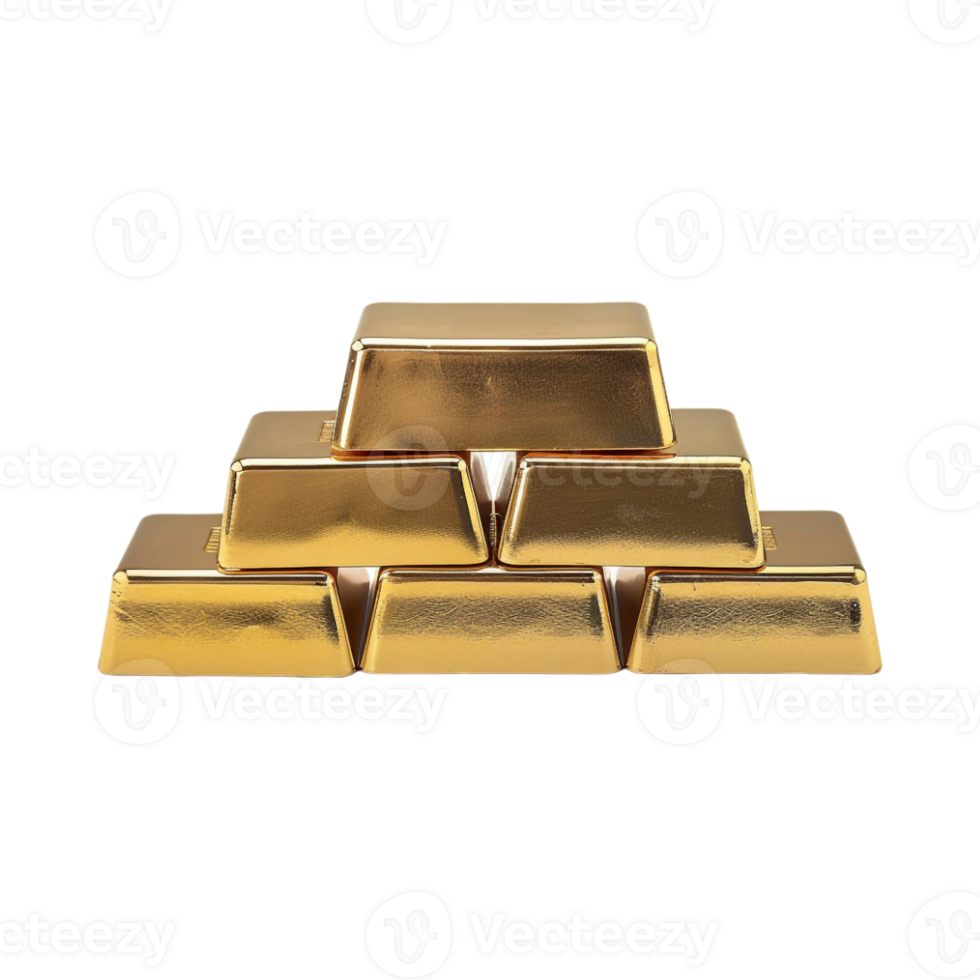 Stack of Gold Bars on Transparent Background png