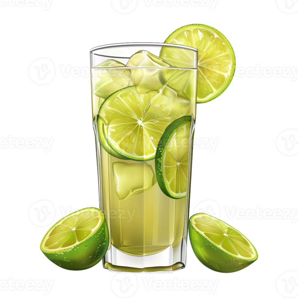 Lemon Juice Glass on Transparent Background png