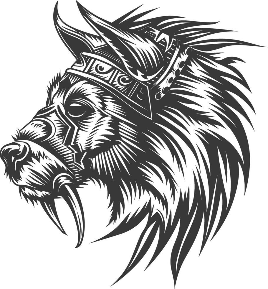 tribal animal head Aztecs style design with engraving style vector
