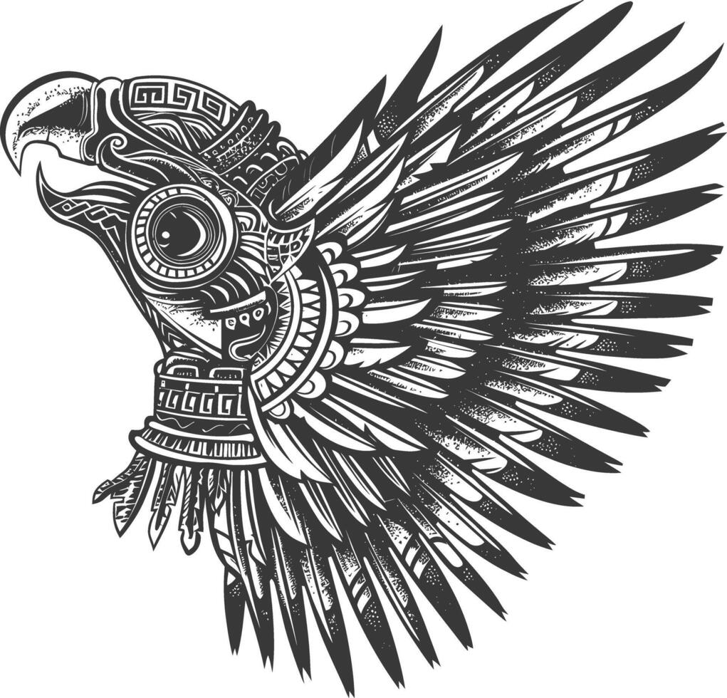 tribal animal head using Aztecs style design with engraving style vector