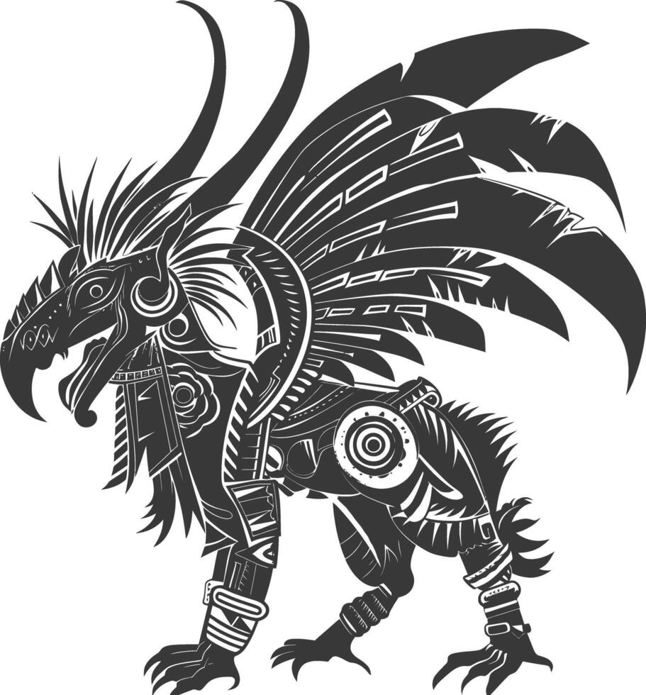 tribal animal using Aztecs style design with engraving style vector