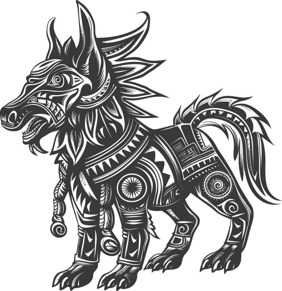 tribal animal using Aztecs style design with engraving style vector