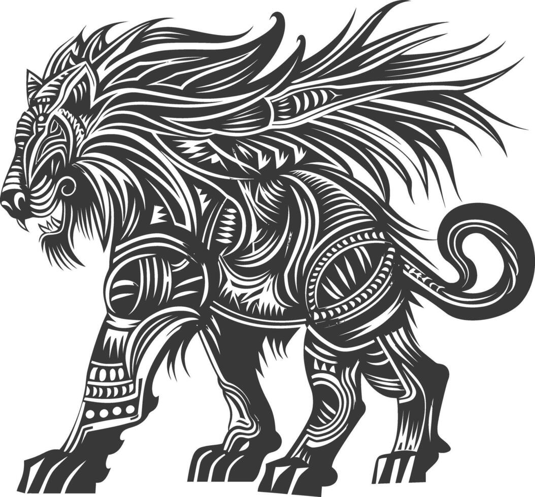 tribal animal using Aztecs style design with engraving style vector