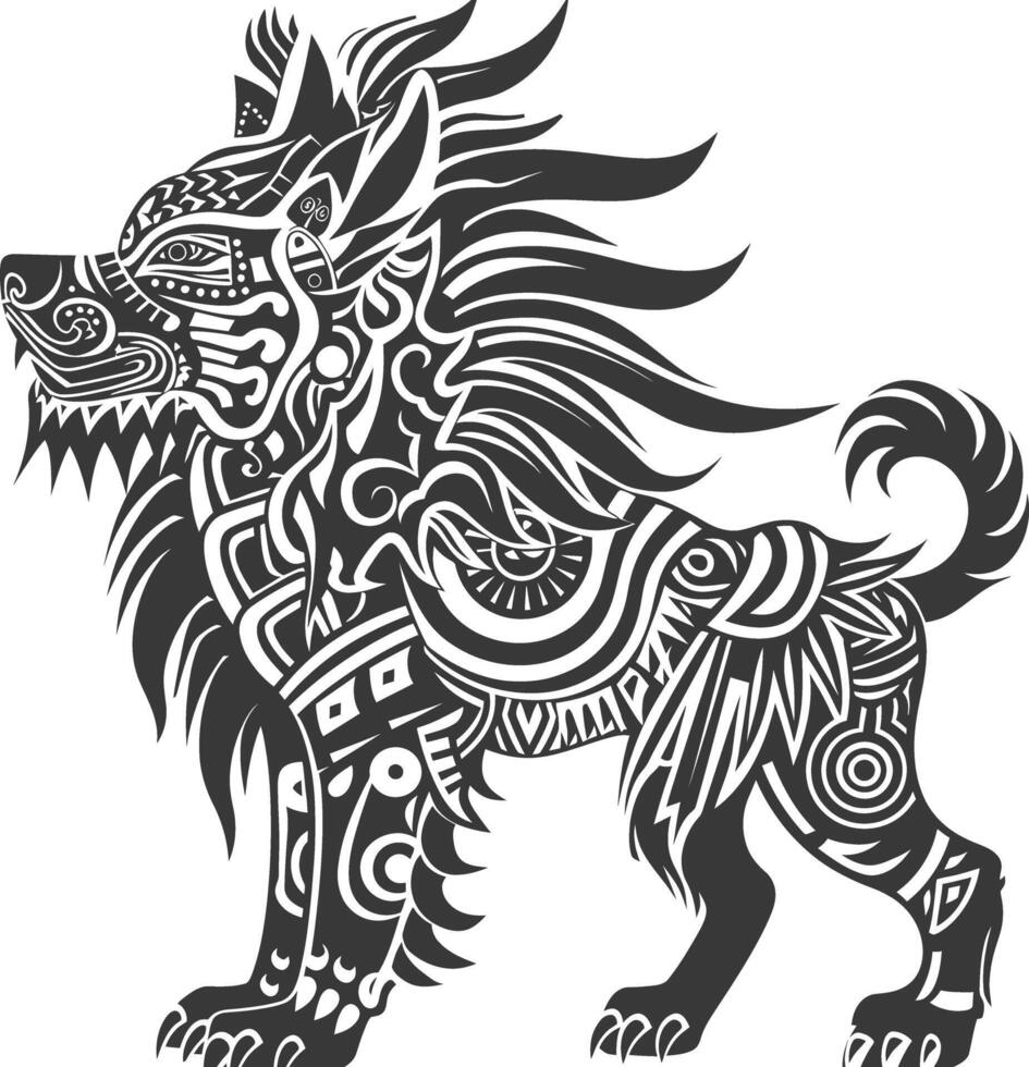 tribal animal using Aztecs style design with engraving style vector