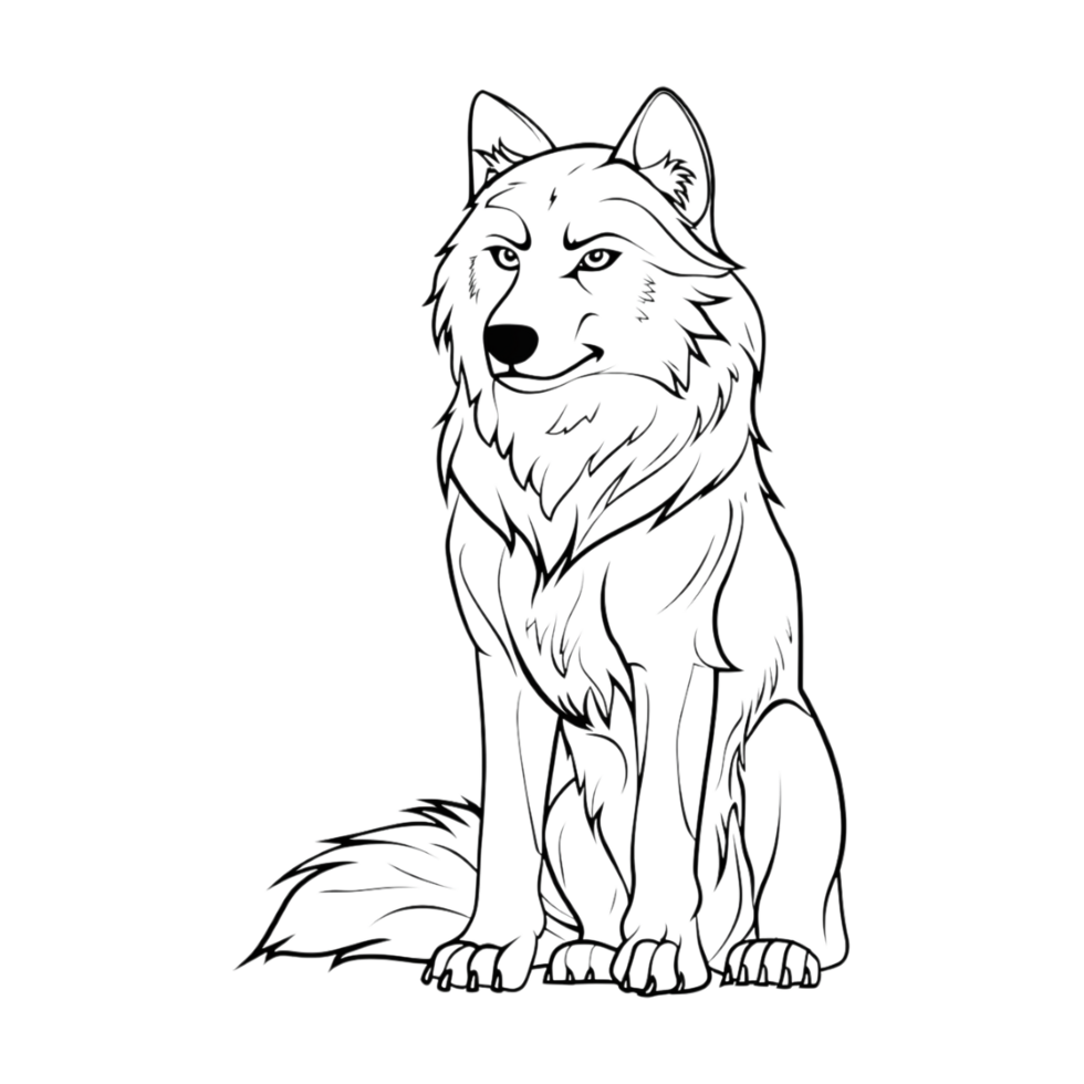 Wolf Standing Sketch Art on Transparent Background png