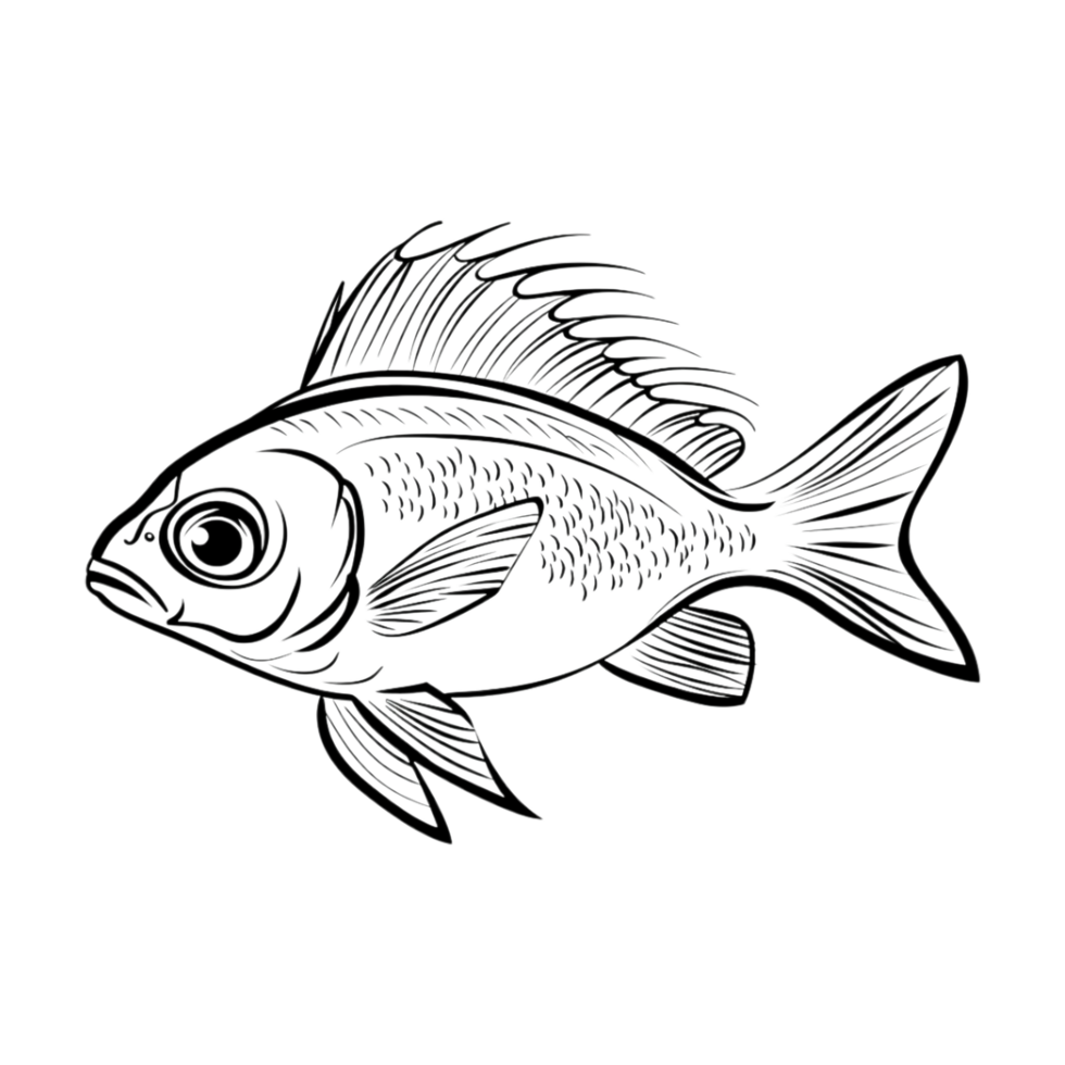Fish Sketch Art on Transparent Background png