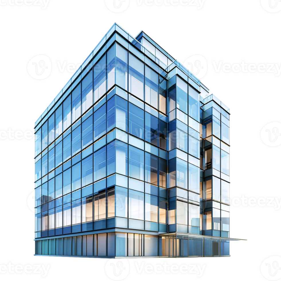 Glass Residential Office Building on Transparent Background png