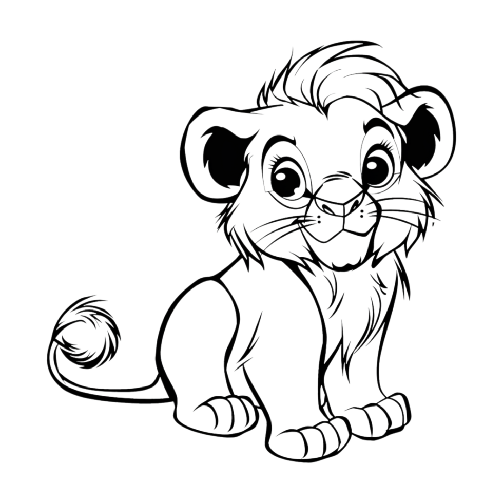 Cute Lion Sketch Art on Transparent Background png