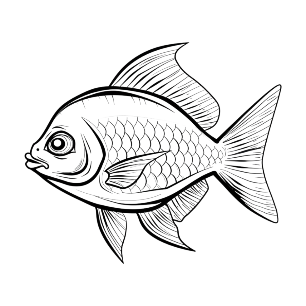 Fish Sketch Art on Transparent Background png