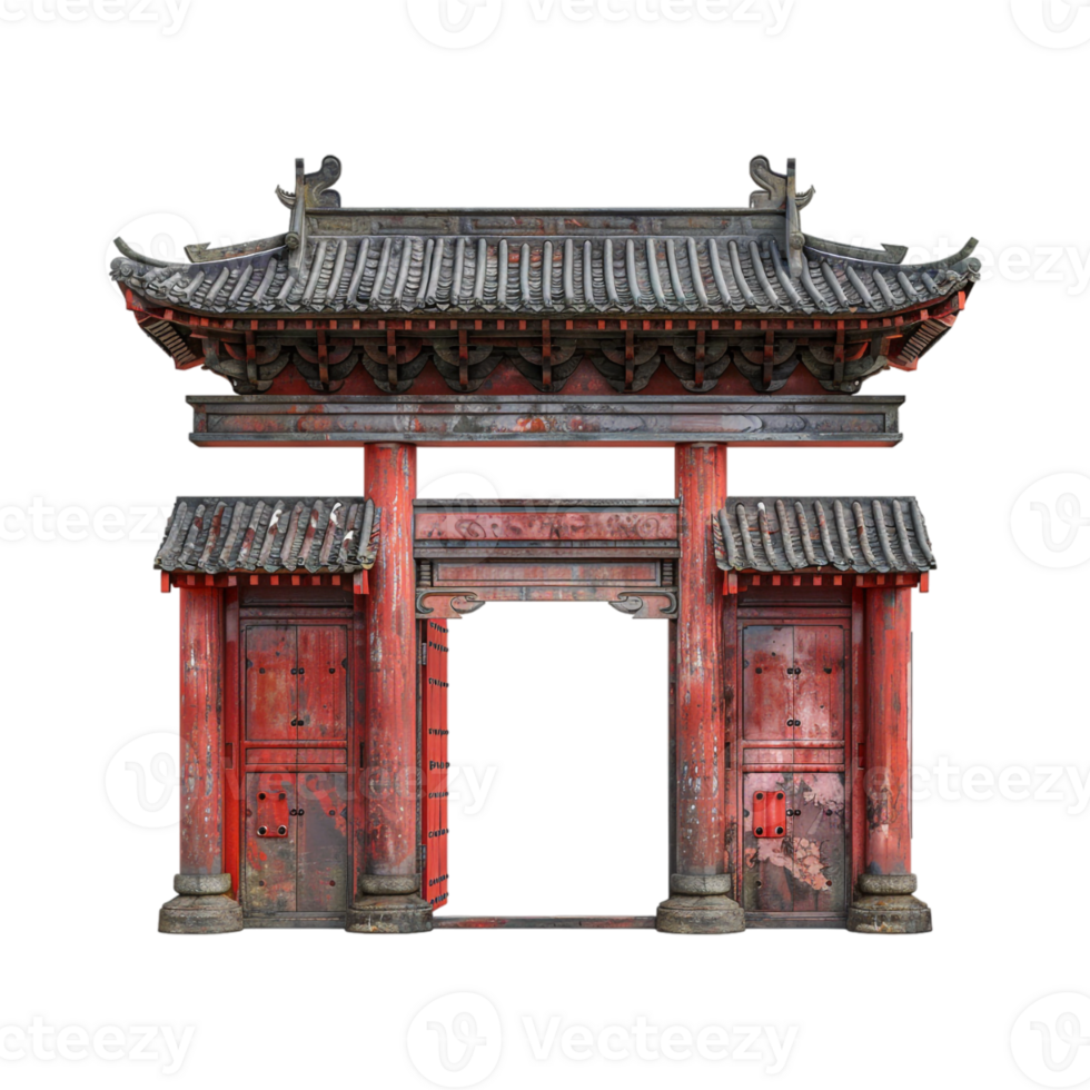 Simple Paifang Red Chinese Gate on Transparent Background png