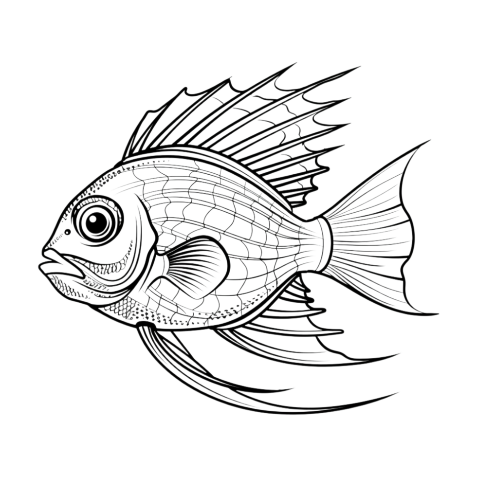 Fish Sketch Art on Transparent Background png