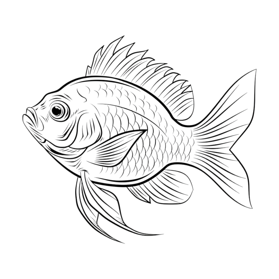 Fish Sketch Art on Transparent Background png