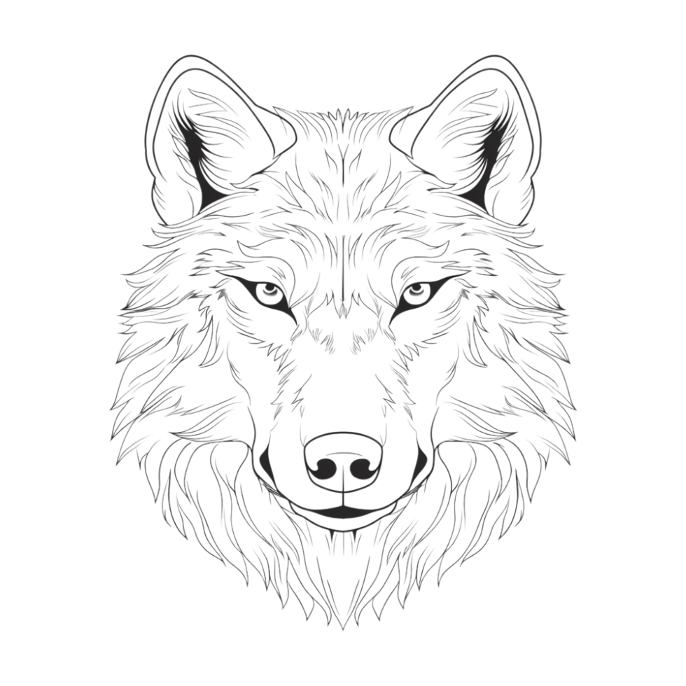 Wolf Standing Sketch Art on Transparent Background png