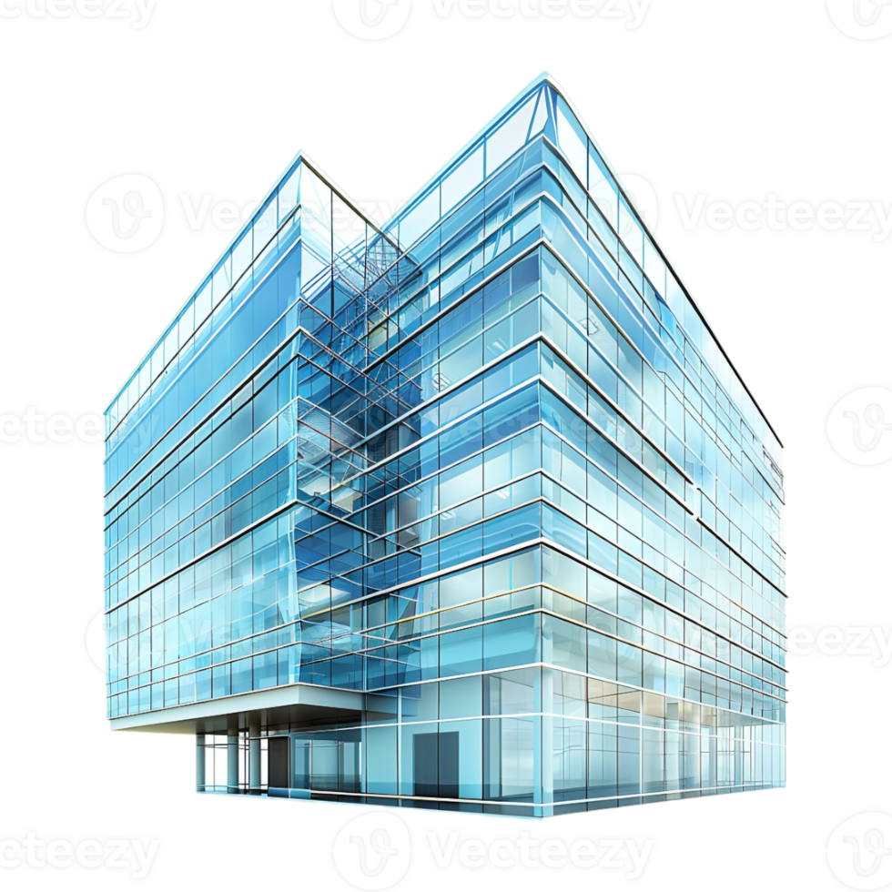Glass Residential Office Building on Transparent Background png