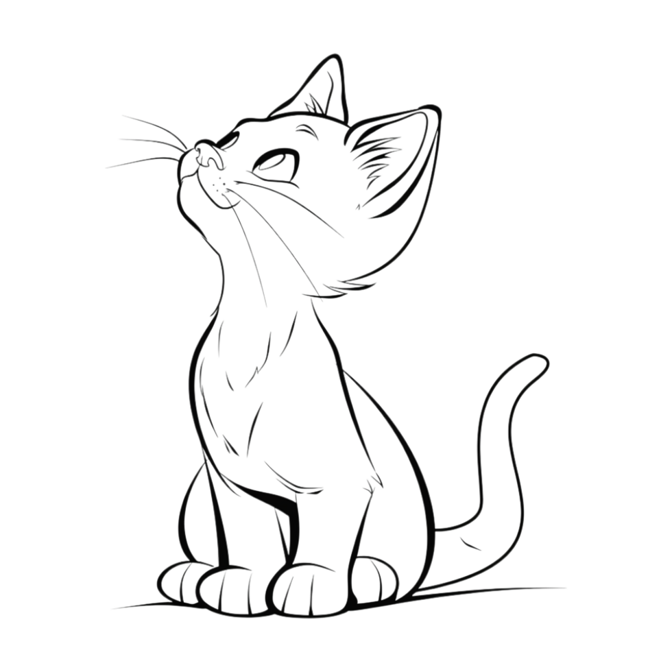 Cute Cat Sketch Art on Transparent Background png