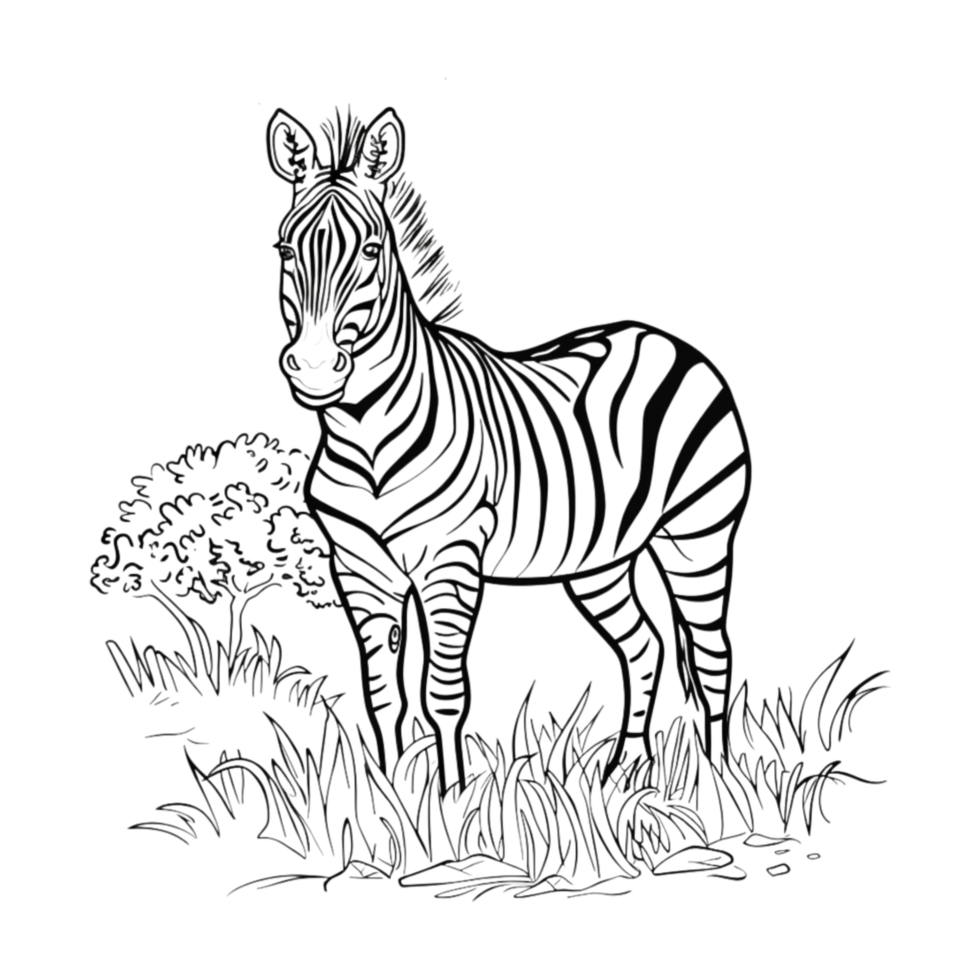 Zebra Sketch Art on Transparent Background png