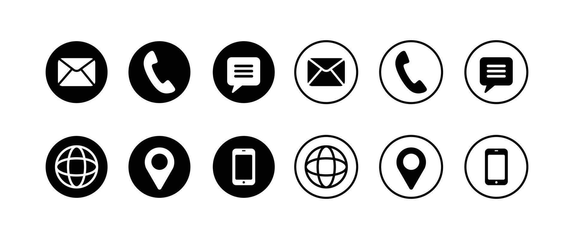 Contact us line icon set Illustration. Contact icon collection vector