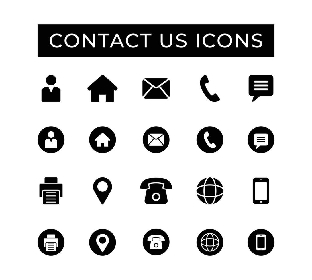 Contact us line icon set Illustration. Contact icon collection vector