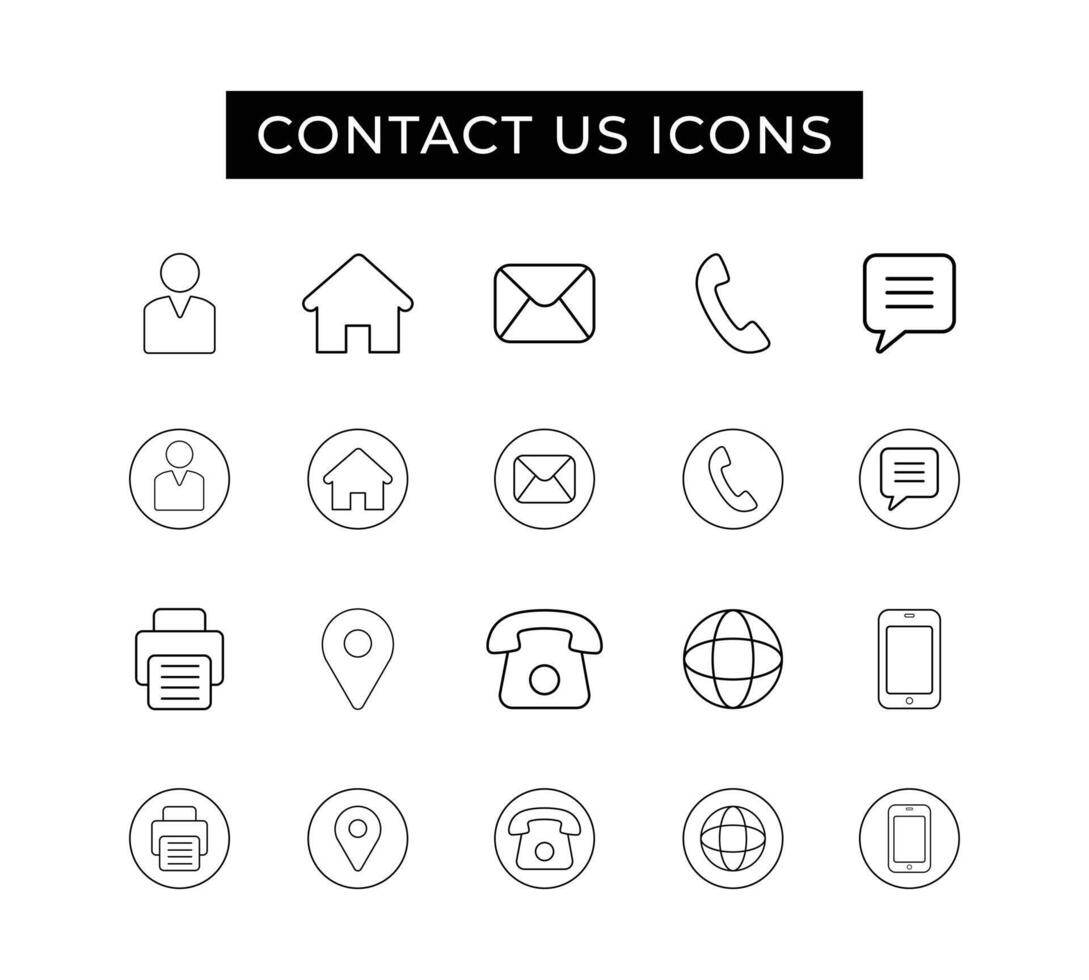 Contact us line icon set Illustration. Contact icon collection vector