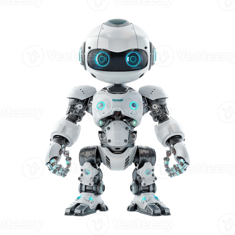 Small Robot Standing on Transparent Background png