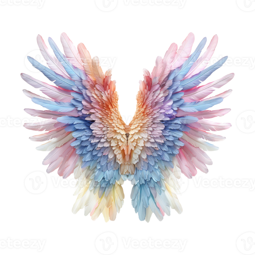 Pastel Color Angel Wings on Transparent Background png