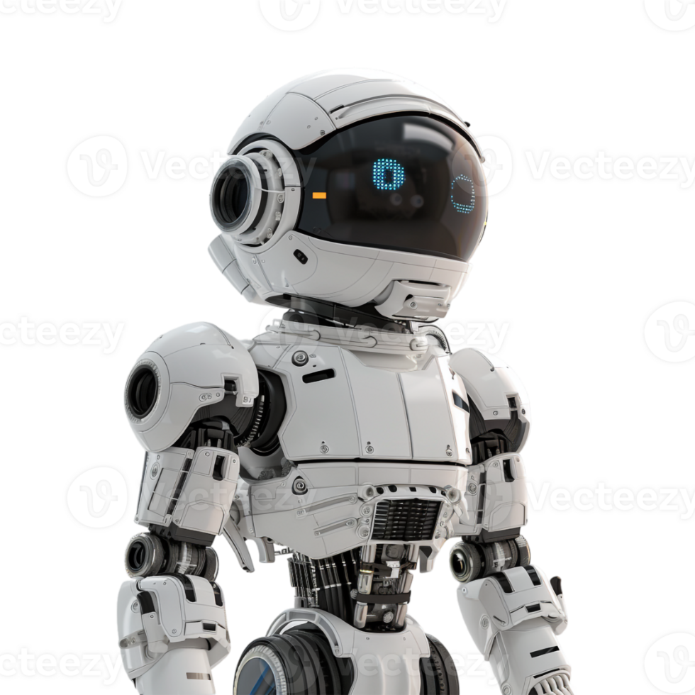 Small Robot Standing on Transparent Background png