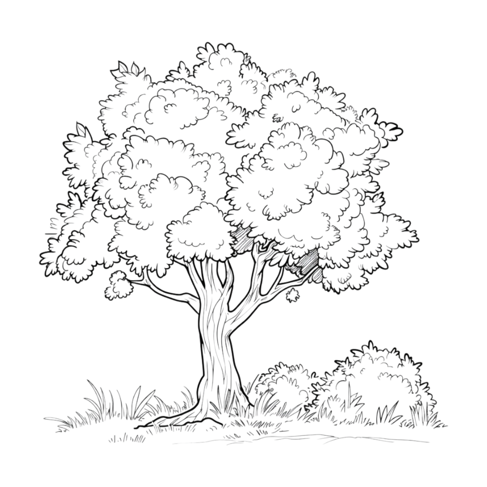 Tree Sketch Art on Transparent Background png