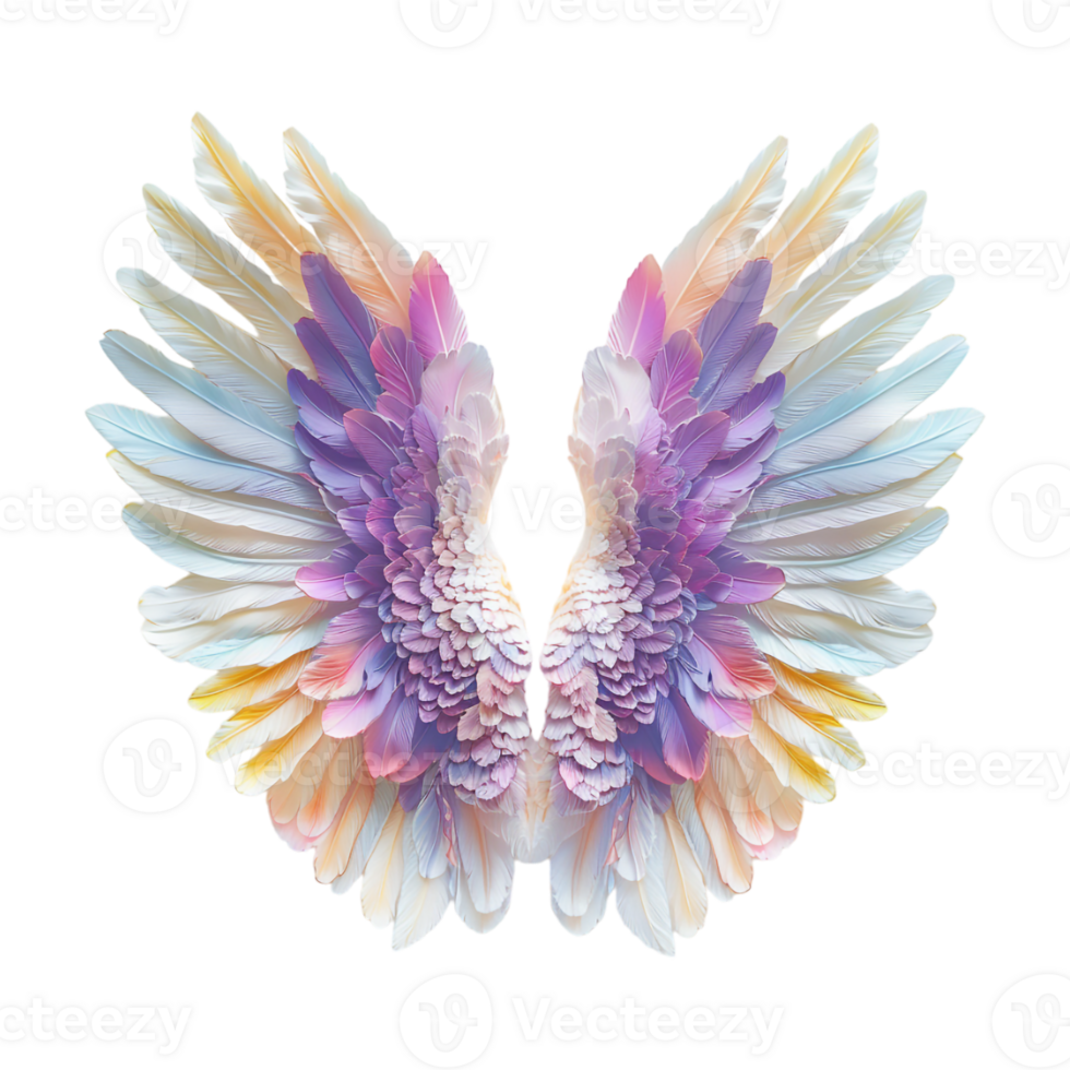 Pastel Color Angel Wings on Transparent Background png