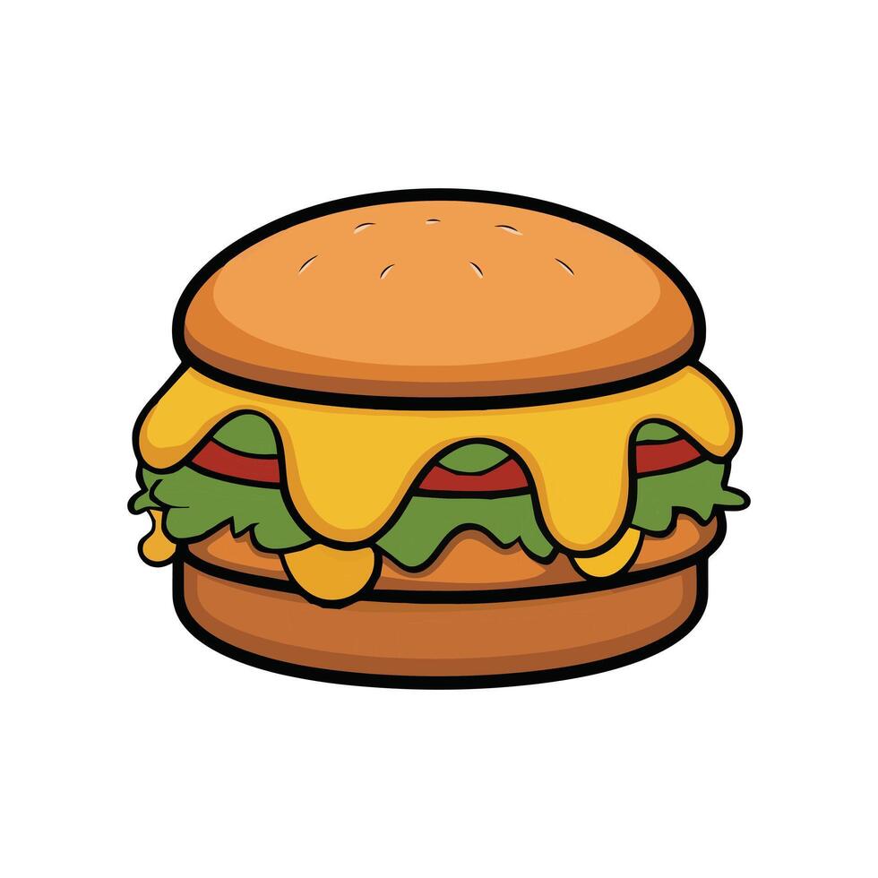 Cute beef burger illustration cartoon concept vector