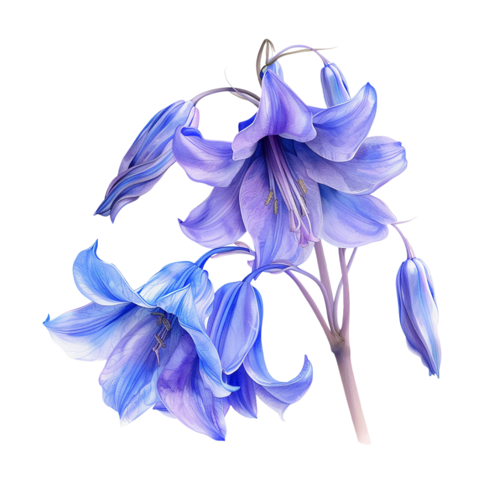 Winter Bluebell Hyacinthoides nonscripta Flower on Transparent Background png