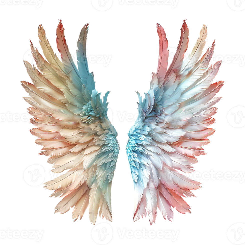 Pastel Color Angel Wings on Transparent Background png