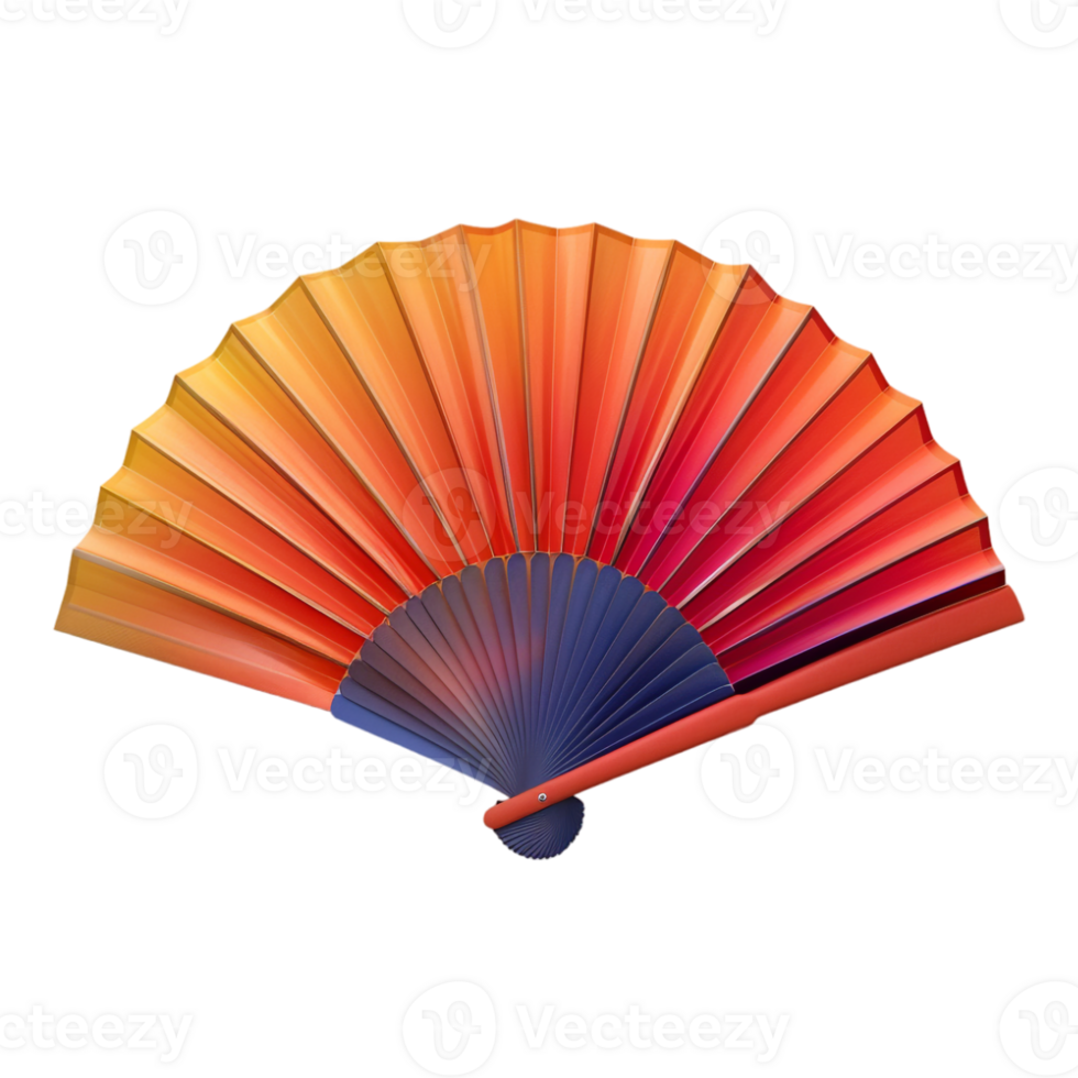 Chinese Hand Fan Crafted with Paper on Transparent Background png