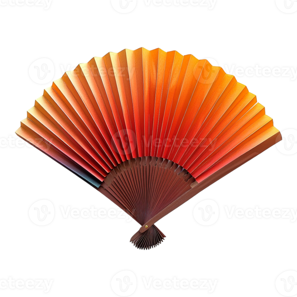 Chinese Hand Fan Crafted with Paper on Transparent Background png