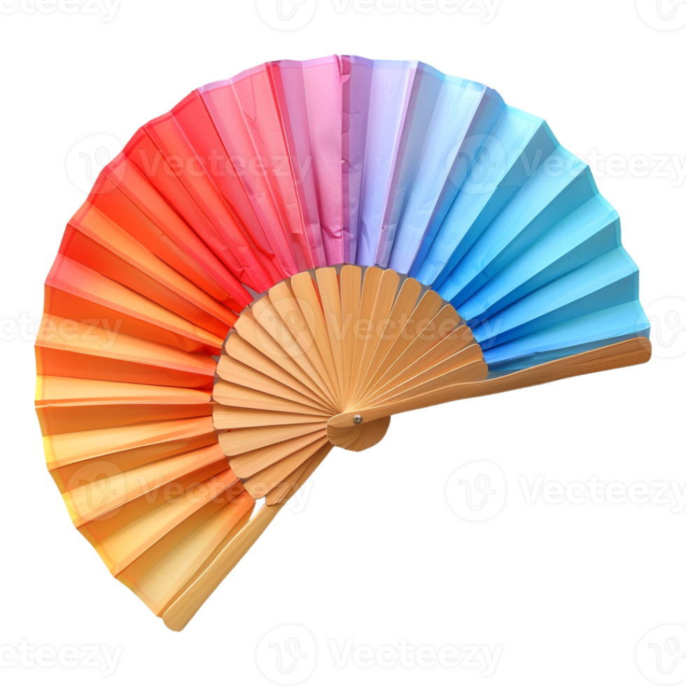 Chinese Hand Fan Crafted with Paper on Transparent Background png