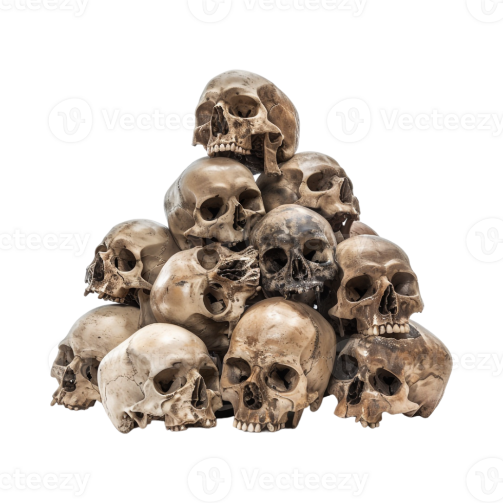 Halloween Human Skulls Stack on Transparent Background png