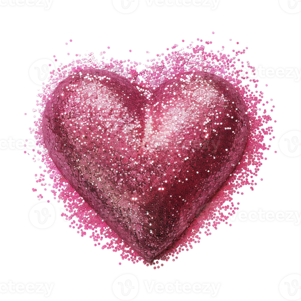 Pink Glitters Heart on Transparent Background png