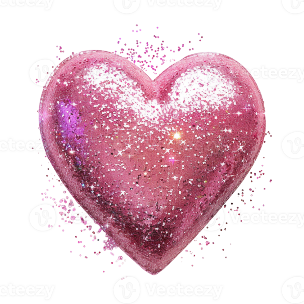 Pink Glitters Heart on Transparent Background png