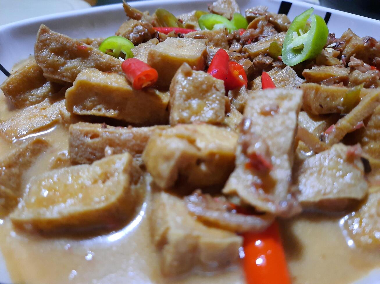 close up photo of Tofu Bicol Express