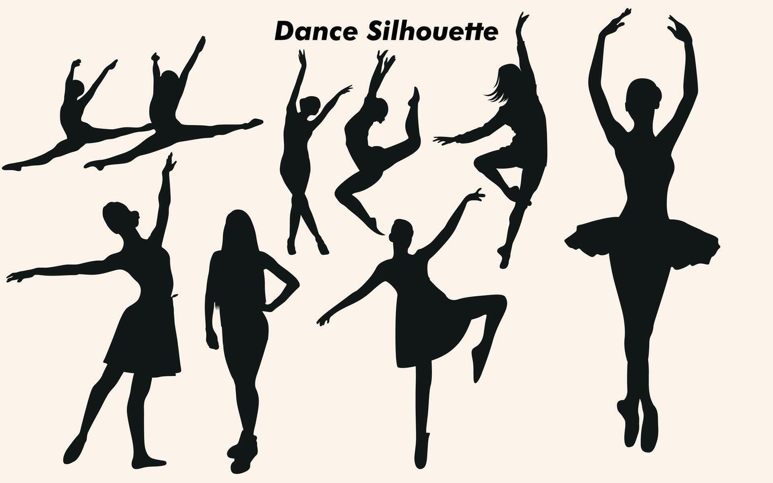 Flat design of dancer silhouette set vector