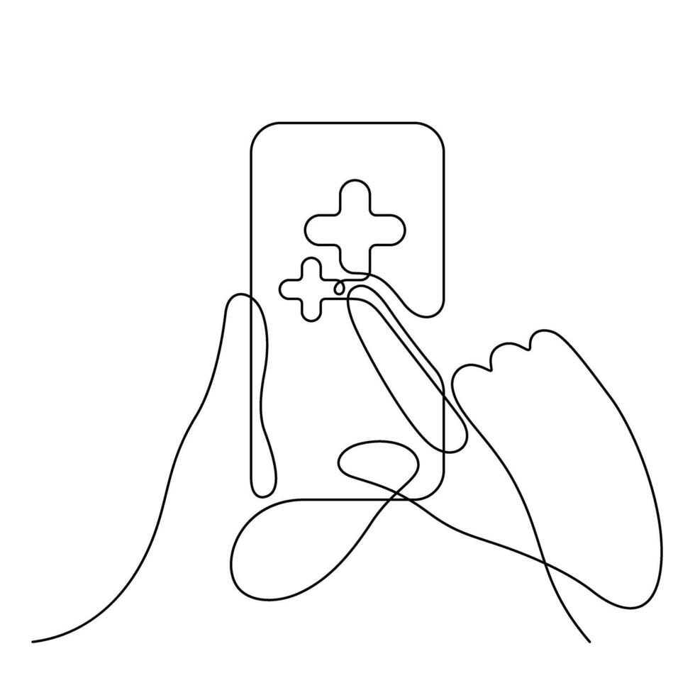 hand using phone investment app stock market graph chart one line continuous vector
