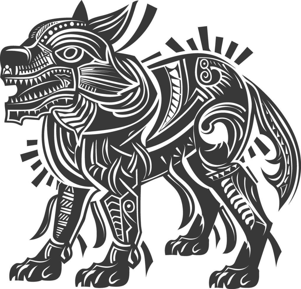 tribal animal using Aztecs style design with engraving style vector