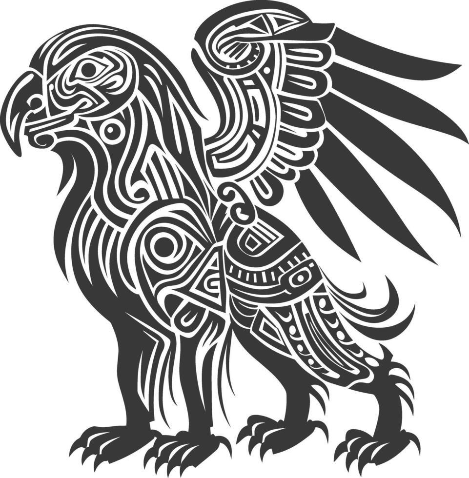 tribal animal using Aztecs style design with engraving style vector