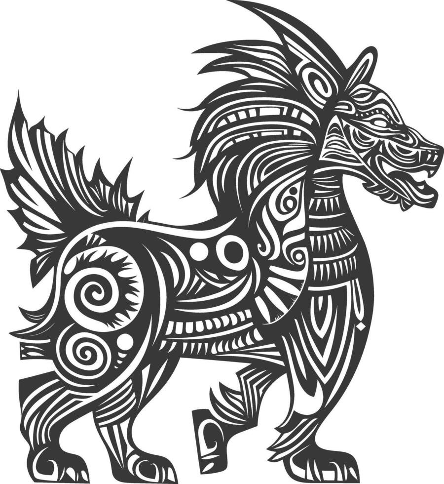 tribal animal using Aztecs style design with engraving style vector