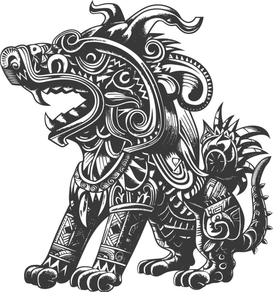 tribal animal using Aztecs style design with engraving style vector