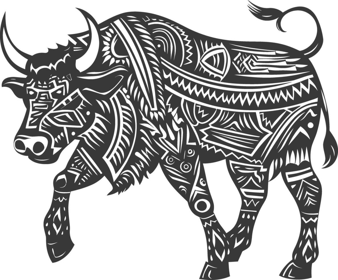 tribal animal using Aztecs style design with engraving style vector